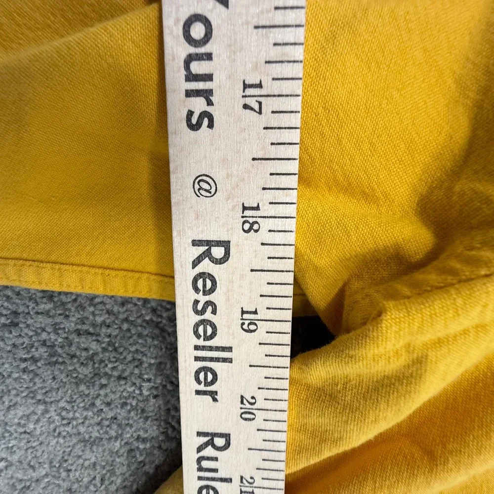 Abercrombie & Fitch Mens M Stretch Button Down Shirt Yellow Moose Logo Chamois - Picture 5 of 9